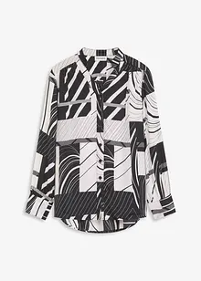 Saténová halenka s kontrastními paspulkami, bonprix