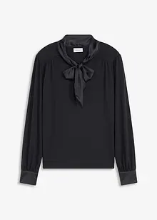 Triko s viskózou a saténovou vázačkou, bonprix