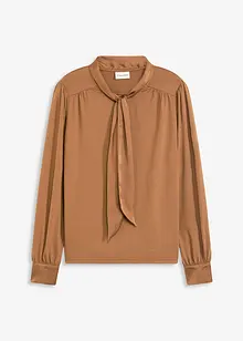 Triko s viskózou a saténovou vázačkou, bonprix