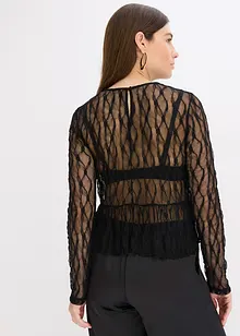 Triko s dlouhým rukávem, z krajky, bonprix