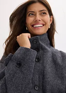 Dlouhý kabanový kabátek s vlněným vzhledem, bonprix