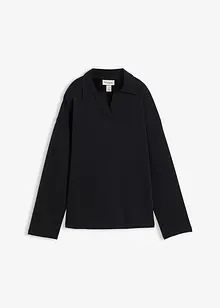 Mikina s pleteným límcem pólo, z organické bavlny, bonprix