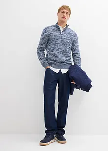 Melírovaný svetr s límečkem na zip, z měkké bavlněné směsi, bonprix