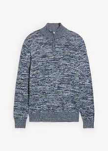 Melírovaný svetr s límečkem na zip, z měkké bavlněné směsi, bonprix