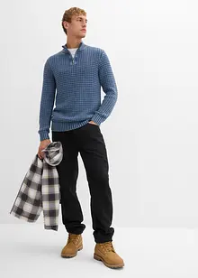 Svetr s límečkem na zip, z hrubé pleteniny se sepraným vzhledem, bonprix