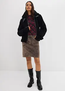 Krátká manšestrová sukně se sepraným vzhledem, bonprix