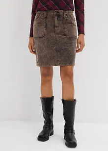 Krátká manšestrová sukně se sepraným vzhledem, bonprix