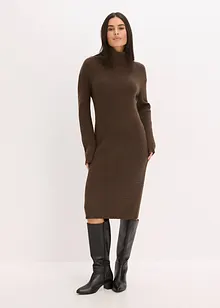 Šaty z žebrované pleteniny s rolákem, bonprix