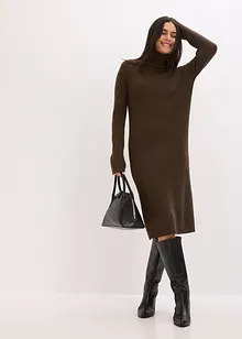 Šaty z žebrované pleteniny s rolákem, bonprix