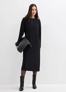 Midi šaty ze strukturovaného materiálu se zmačkanou úpravou, bonprix