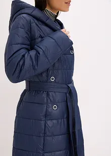 Prošívaný kabát s aplikací z imitace vlny a s vázačkou, nepromokavý (2dílná souprava), bonprix