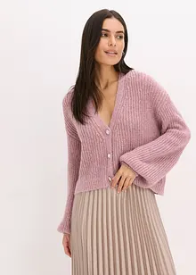 Krátký pletený kabátek s třpytivou přízí a podílem vlny, bonprix