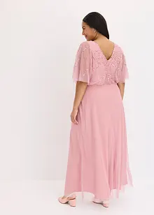 Maxi šaty z jemného tylu, s výšivkou s flitry, bonprix