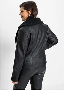 Bunda z umělé kůže s šálovým límcem, bonprix