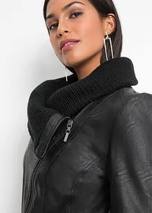 Bunda z umělé kůže s šálovým límcem, bonprix