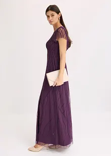 Dlouhé šaty z jemného tylu, s perličkovou výšivkou, bonprix