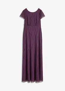 Dlouhé šaty z jemného tylu, s perličkovou výšivkou, bonprix