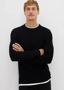 Strukturovaný svetr se vzhledem 2 v 1, z bavlněné směsi, bonprix