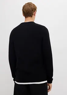 Strukturovaný svetr se vzhledem 2 v 1, z bavlněné směsi, bonprix