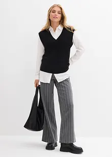 Džíny Wide Leg, High Waist, s poničenými efekty, bonprix