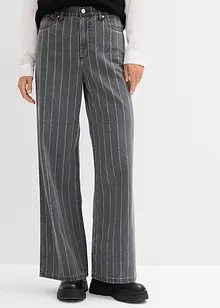 Džíny Wide Leg, High Waist, s poničenými efekty, bonprix