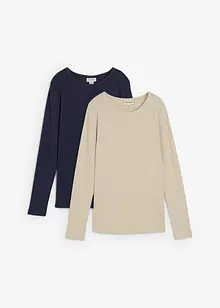 Žebrované těhotenské triko z čisté bavlny (2 ks v balení), bonprix