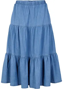 Džínová volánová sukně, bonprix
