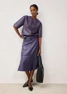 Sukně z jehněčí kůže nappa s páskem (2dílná souprava), bonprix