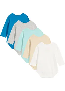 Kojenecké body s dlouhým rukávem, čistá organická bavlna (5 ks v balení), bonprix