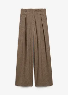 Široké kalhoty se sklady v pase, s vlnou, bonprix