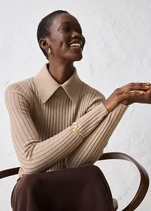 Žebrovaný svetr z merino vlny, bonprix