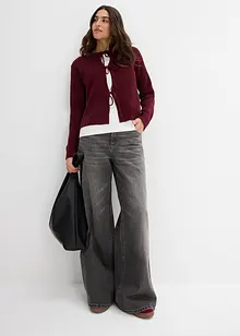 Pletený kabátek s ozdobnými mašlemi, bonprix