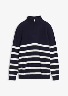 Svetr s límečkem na zip, z jemné pleteniny z čisté bavlny, bonprix