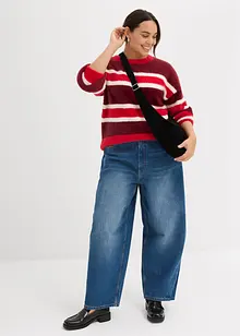 Džíny Barrel, High Waist, zkrácené, bonprix