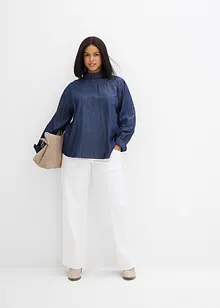 Džínová halenka s vysokými manžetami, bonprix