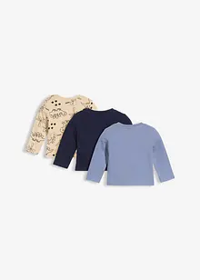 Dlouhé triko z čisté organické bavlny (3 ks v balení), bonprix