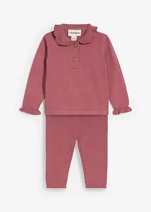 Pletený svetr s volánkovým límcem a legíny (2dílná souprava), bonprix