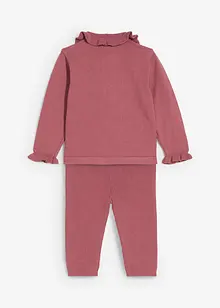 Pletený svetr s volánkovým límcem a legíny (2dílná souprava), bonprix