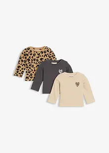 Dlouhé triko z čisté organické bavlny (3 ks v balení), bonprix