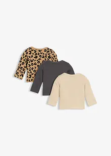 Dlouhé triko z čisté organické bavlny (3 ks v balení), bonprix