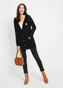 Dlouhý pletený kabátek s kapucí, bonprix