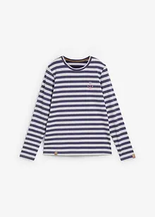 Proužkované triko s výšivkou, dlouhý rukáv, bonprix