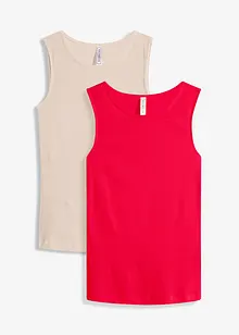 Žebrovaný top z čisté organické bavlny (2 ks v balení), bonprix