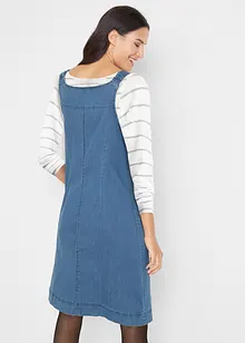 Bavlněné džínové šaty s laclovými ramínky, délka po kolena, bonprix