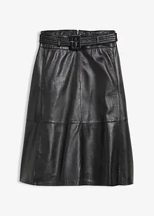 Sukně z jehněčí kůže nappa s páskem (2dílná souprava), bonprix