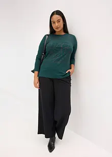 Triko s dlouhým rukávem a potiskem růží, bonprix