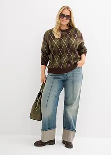 Svetr z jemné pleteniny s kostkovaným vzorem, bonprix