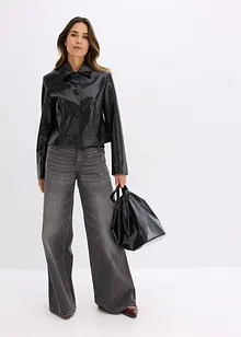 Zkrácená bunda z imitace kůže, s lesklou krokodýlí ražbou, bonprix