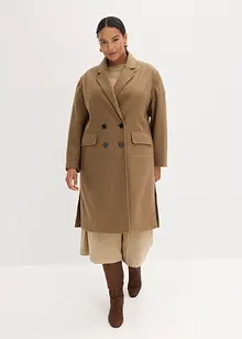 Flaušový kabát s odnímatelnými rukávy, bonprix