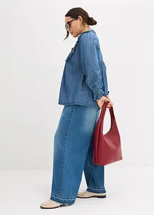 Džínová halenka s rýšky, bonprix